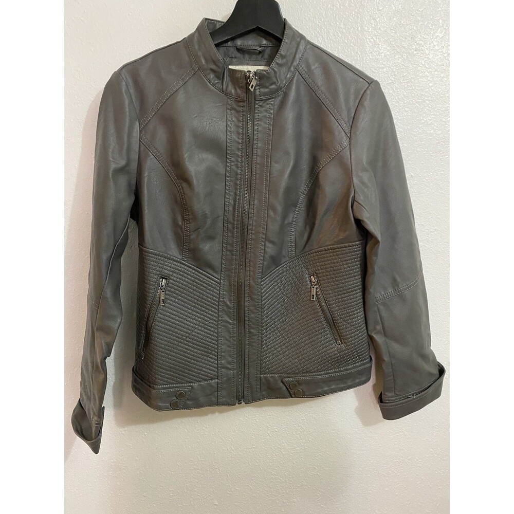 Johnny Was Gray Vegan Leather Jacket Size M